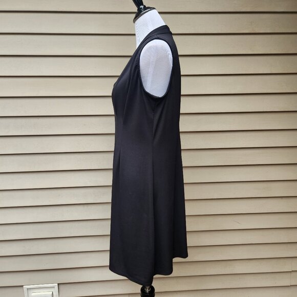 Tiana B Black Sleeveless Dress V-Neck Pleats Solid Stretch - Picture 8 of 16